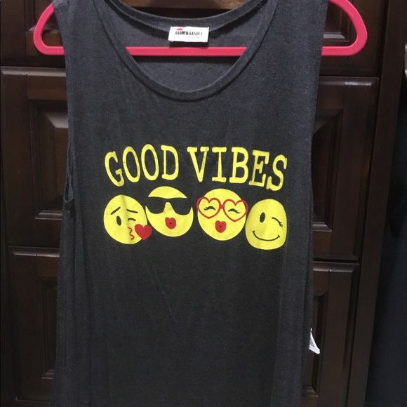 Emoji Casual Sleeveless Tank Top Scoop Neck Loose Fit Emoji
